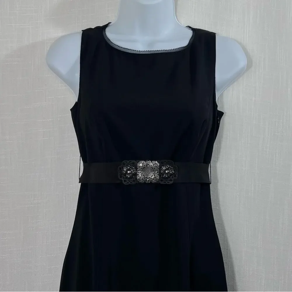 Elie Tahari Black Belted Wool Fit & Flare Dress‎ Size 0 - Picture 2 of 13